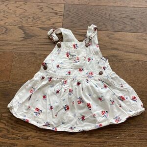 Oshkosh White Overall Dress with Flowers 2T